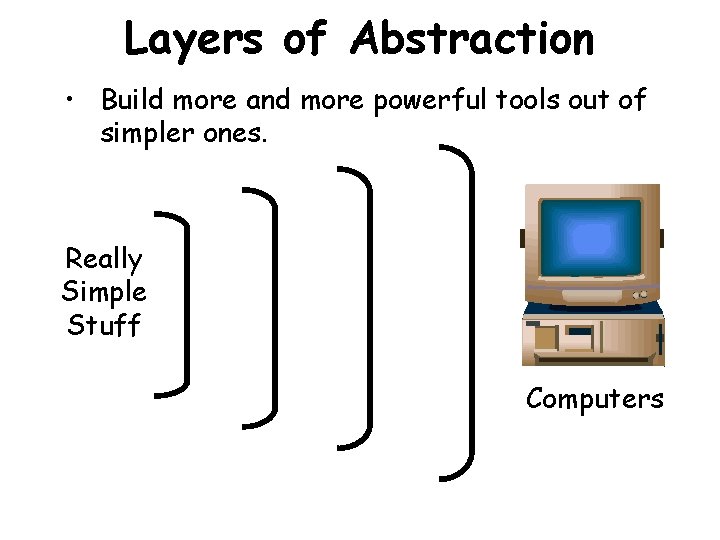 Layers of Abstraction • Build more and more powerful tools out of simpler ones.