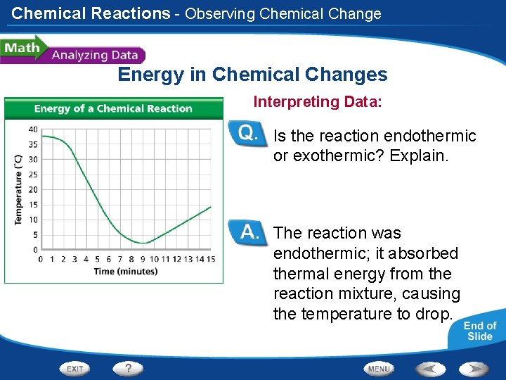 Chemical Reactions - Observing Chemical Change Energy in Chemical Changes Interpreting Data: Is the