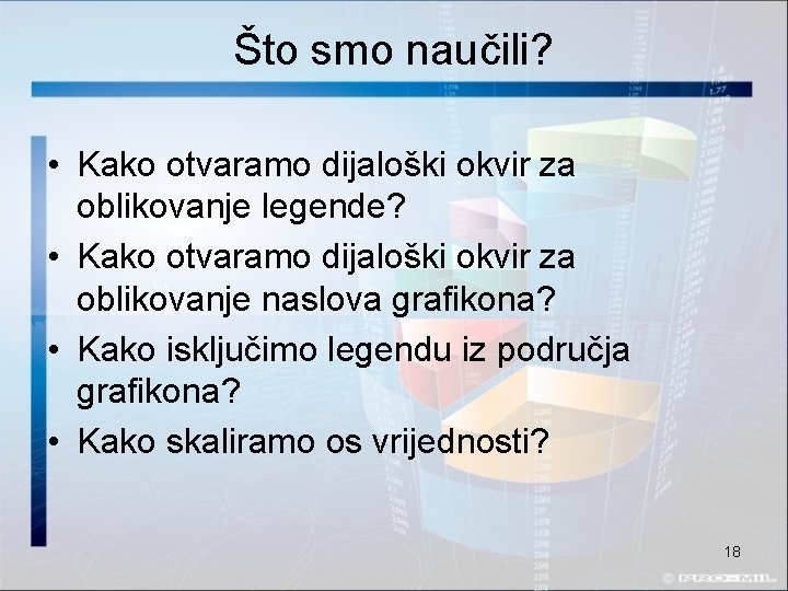 Što smo naučili? • Kako otvaramo dijaloški okvir za oblikovanje legende? • Kako otvaramo