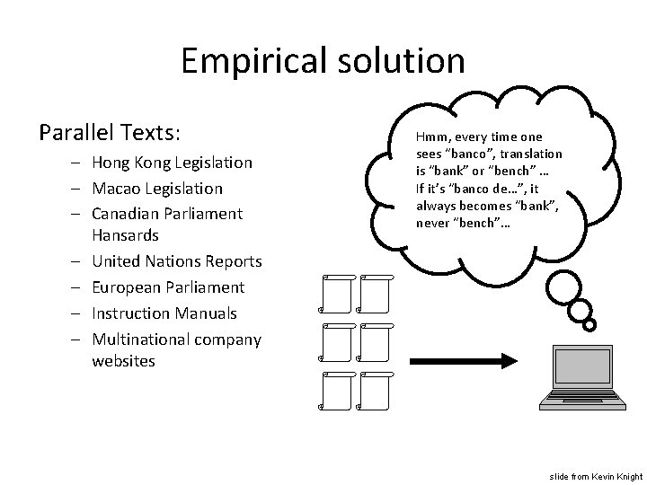 Empirical solution Parallel Texts: – Hong Kong Legislation – Macao Legislation – Canadian Parliament