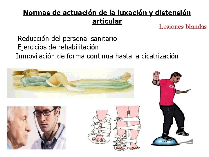 Normas de actuación de la luxación y distensión articular Lesiones blandas Reducción del personal