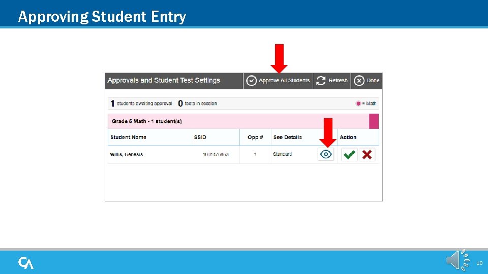 Approving Student Entry 10 
