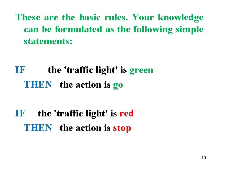 These are the basic rules. Your knowledge can be formulated as the following simple