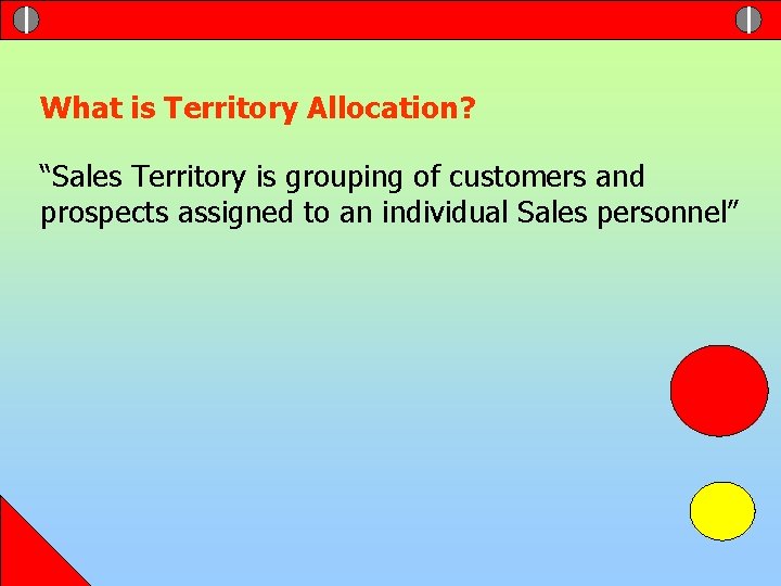 What is Territory Allocation? “Sales Territory is grouping of customers and prospects assigned to