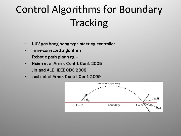 Control Algorithms for Boundary Tracking • • • UUV-gas bang-bang type steering controller Time-corrected