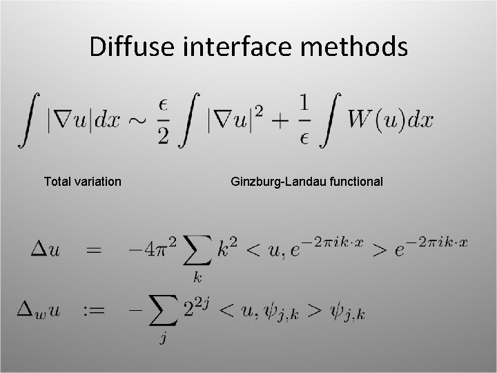 Diffuse interface methods Total variation Ginzburg-Landau functional 