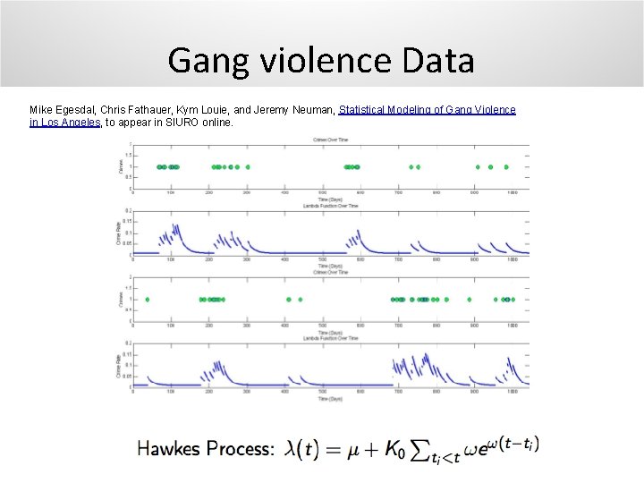 Gang violence Data Mike Egesdal, Chris Fathauer, Kym Louie, and Jeremy Neuman, Statistical Modeling