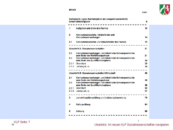 KLP Seite: 7 22 Überblick: Im neuen KLP Sozialwissenschaften navigieren 