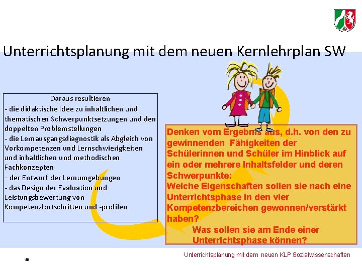 Unterrichtsplanung mit dem neuen Kernlehrplan SW Daraus resultieren - die didaktische Idee zu inhaltlichen