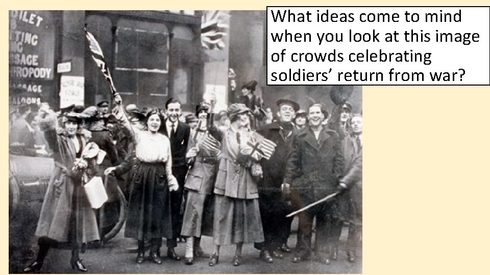 What ideas come to mind when you look at this image of crowds celebrating