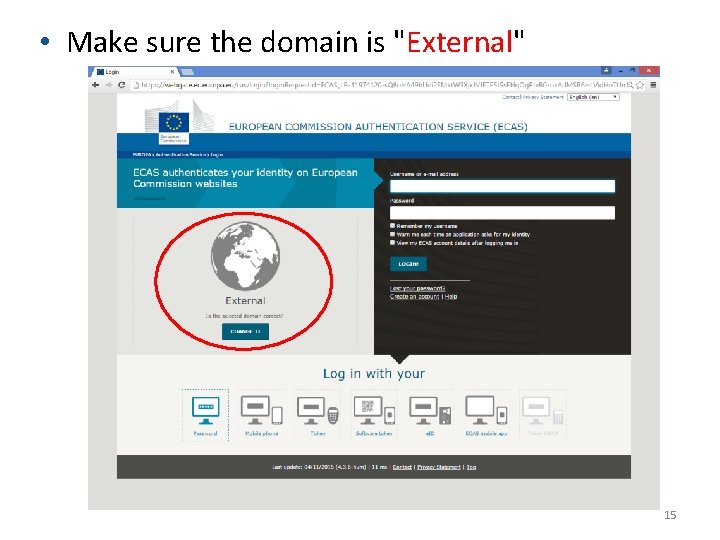  • Make sure the domain is "External" 15 