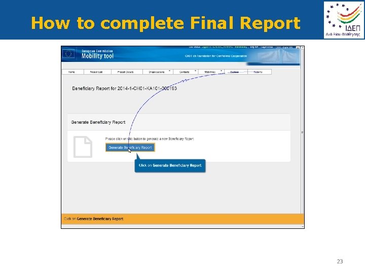 How to complete Final Report 23 