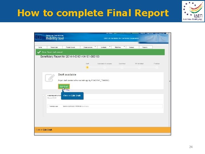 How to complete Final Report 24 