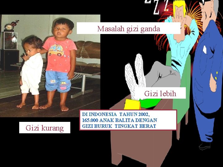 Masalah gizi ganda Gizi lebih Gizi kurang DI INDONESIA TAHUN 2002, 165. 000 ANAK