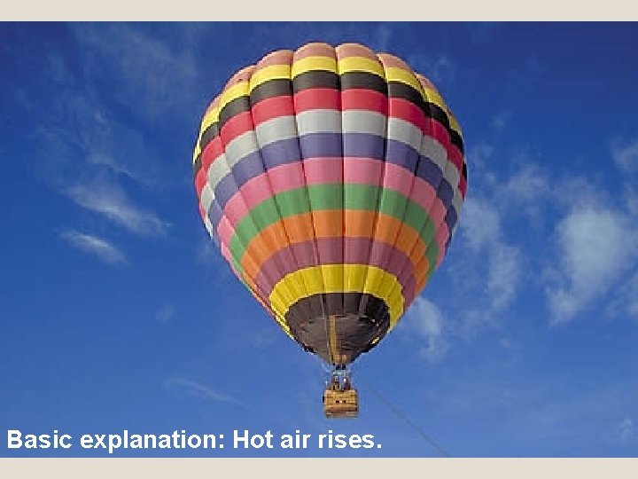 Basic explanation: Hot air rises. 