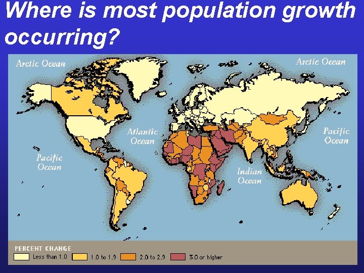 Where is most population growth occurring? 
