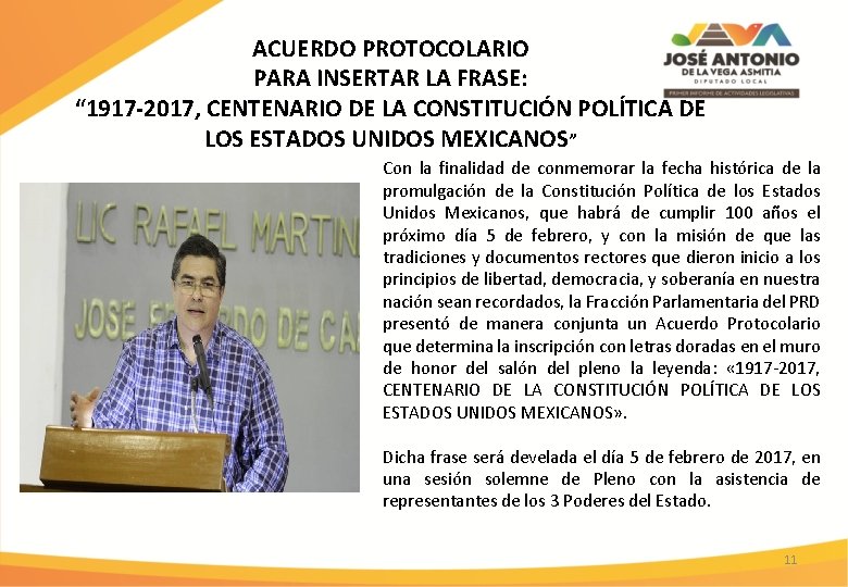 ACUERDO PROTOCOLARIO PARA INSERTAR LA FRASE: “ 1917 -2017, CENTENARIO DE LA CONSTITUCIÓN POLÍTICA