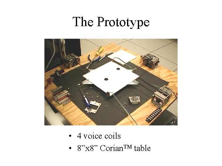 The Prototype • 4 voice coils • 8”x 8” Corian. TM table 