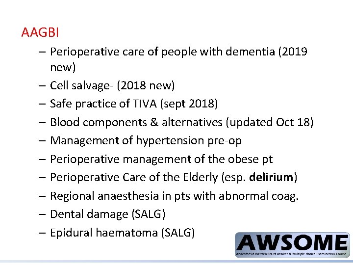 AAGBI – Perioperative care of people with dementia (2019 new) – Cell salvage- (2018