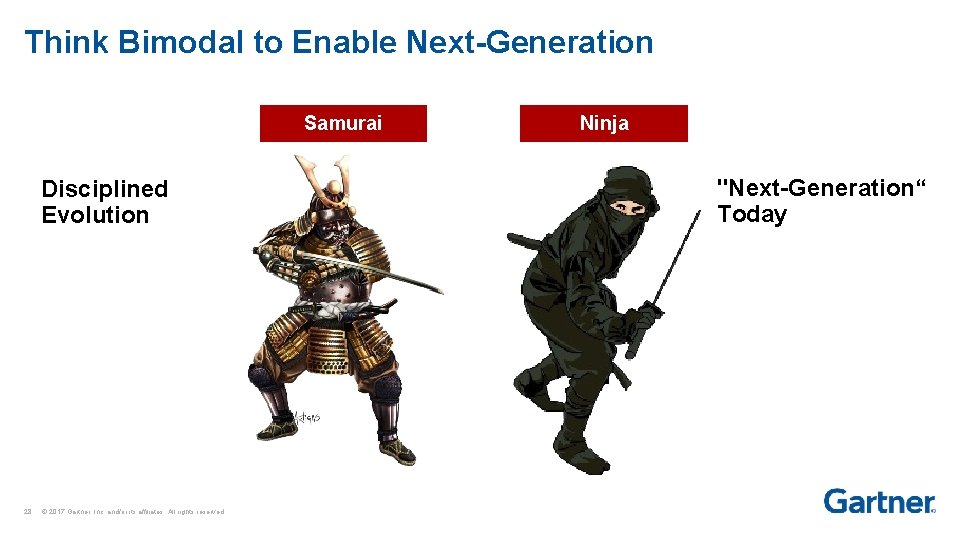 Think Bimodal to Enable Next-Generation Samurai Disciplined Evolution 28 © 2017 Gartner, Inc. and/or