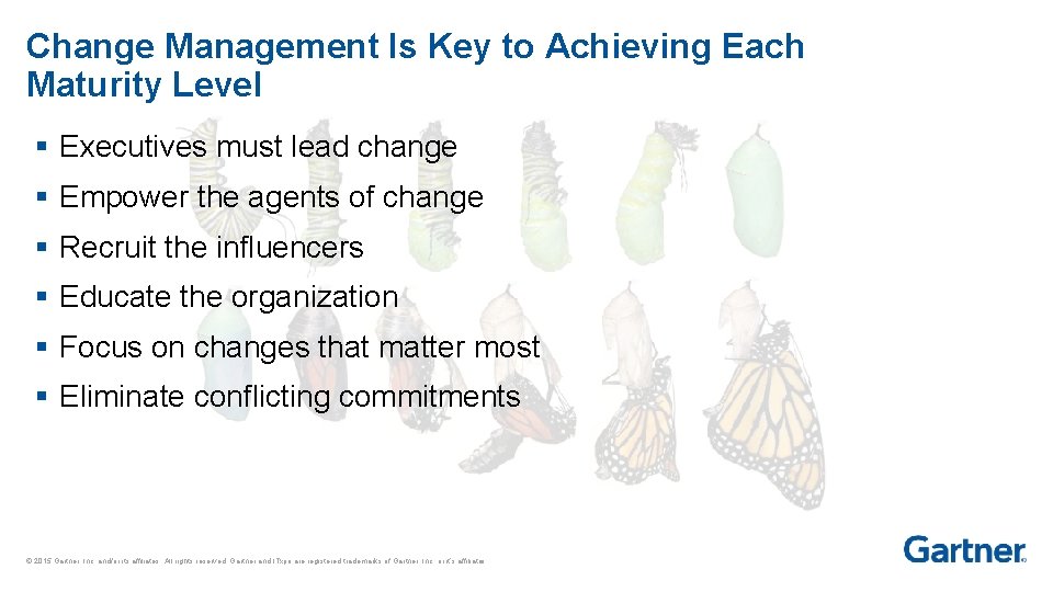 Change Management Is Key to Achieving Each Maturity Level § Executives must lead change