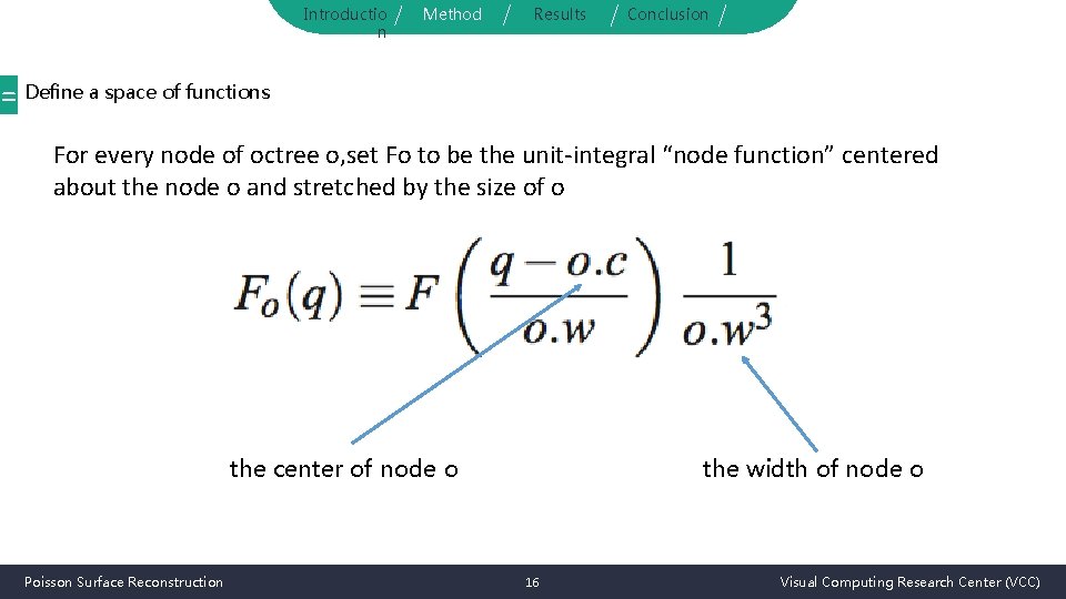 Introductio n Method Results Conclusion = Define a space of functions For every node