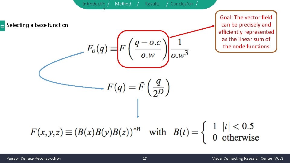 Introductio n Method Results Goal: The vector field can be precisely and efficiently represented