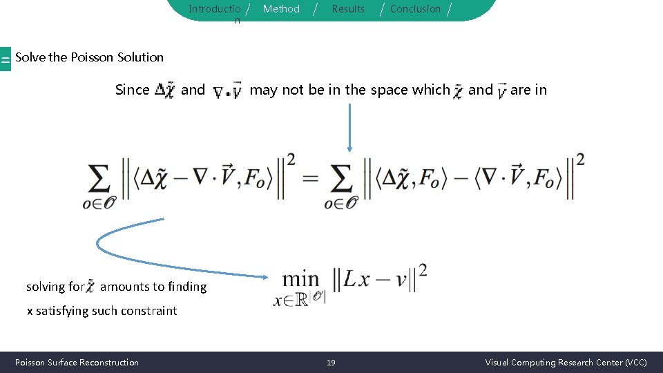 Introductio n Method Results Conclusion = Solve the Poisson Solution Since solving for and