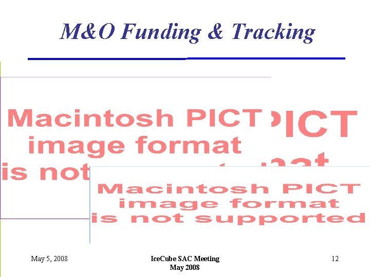 M&O Funding & Tracking May 5, 2008 Ice. Cube SAC Meeting May 2008 12