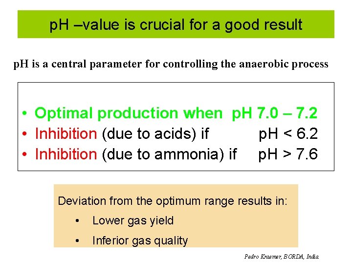 p. H –value is crucial for a good result p. H is a central