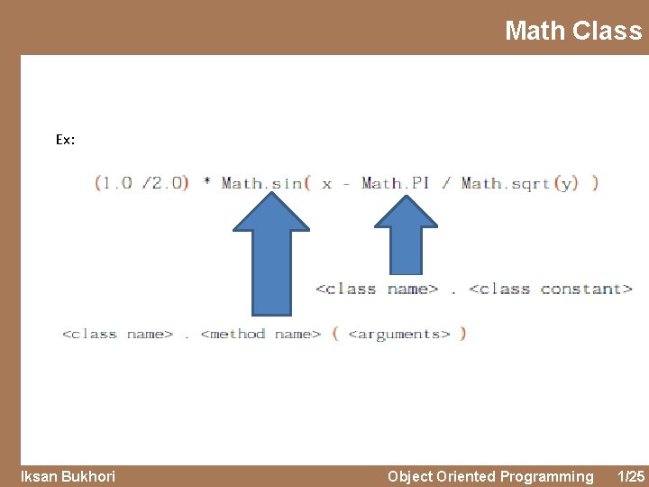 Math Class Ex: Iksan Bukhori Object Oriented Programming 1/25 