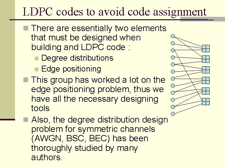 LDPC codes to avoid code assignment n There are essentially two elements that must