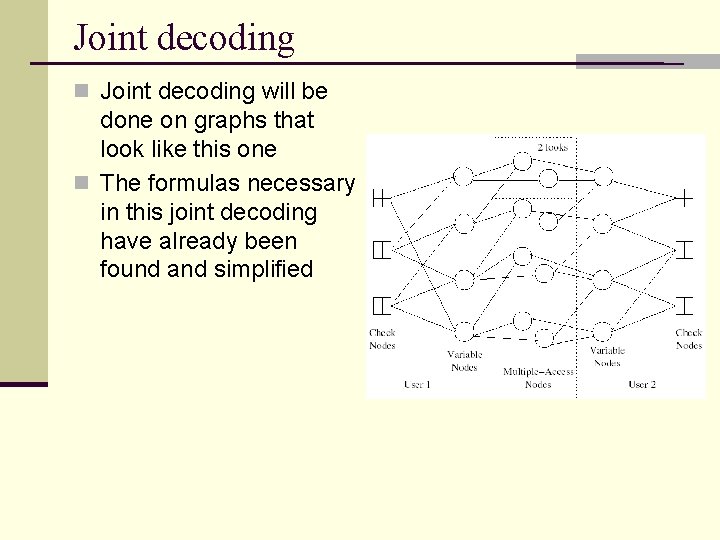 Joint decoding n Joint decoding will be done on graphs that look like this