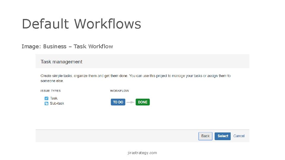 Default Workflows Image: Business – Task Workflow jirastrategy. com 