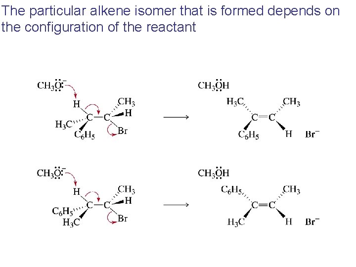 The particular alkene isomer that is formed depends on the configuration of the reactant
