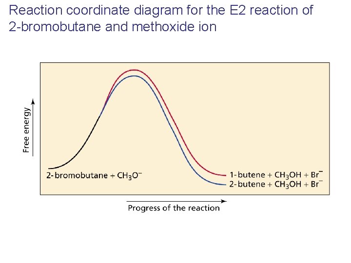 Reaction coordinate diagram for the E 2 reaction of 2 -bromobutane and methoxide ion