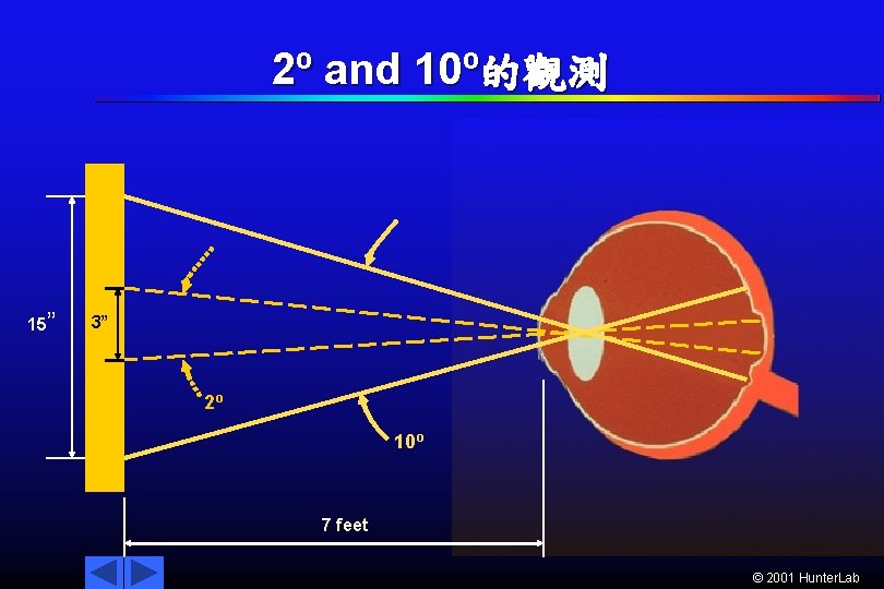 2º and 10º的觀測 15” 3” 2º 10º 7 feet © 2001 Hunter. Lab 