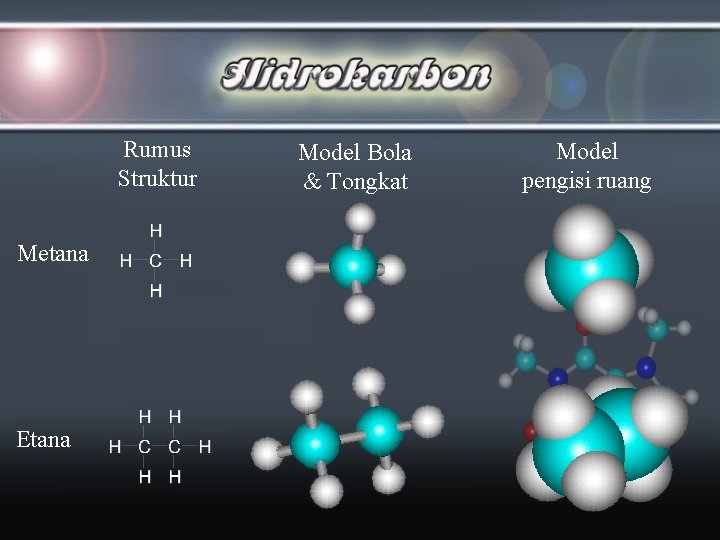 Rumus Struktur Metana Etana Model Bola & Tongkat Model pengisi ruang 
