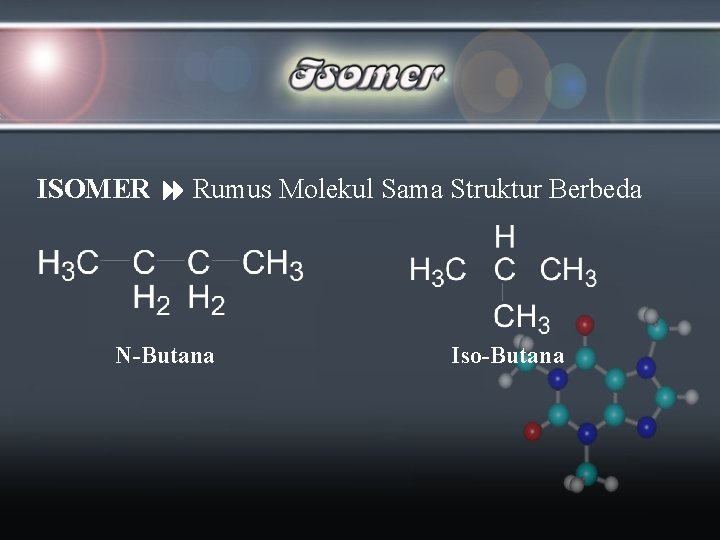 ISOMER Rumus Molekul Sama Struktur Berbeda N-Butana Iso-Butana 