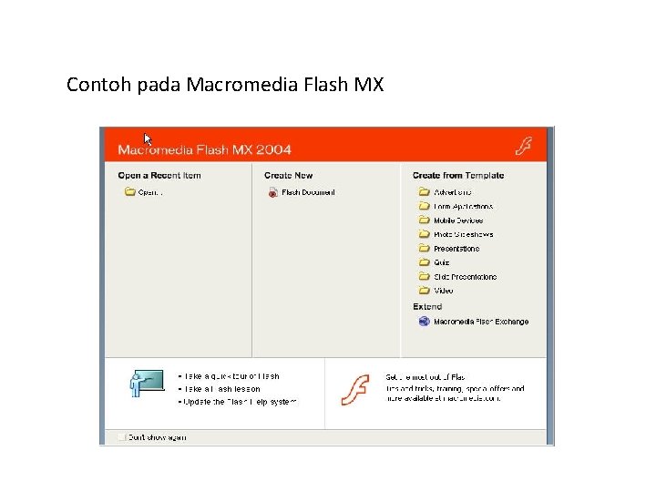 Contoh pada Macromedia Flash MX 