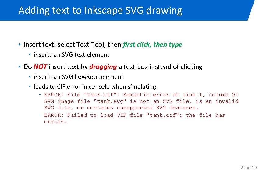 Adding text to Inkscape SVG drawing • Insert text: select Text Tool, then first