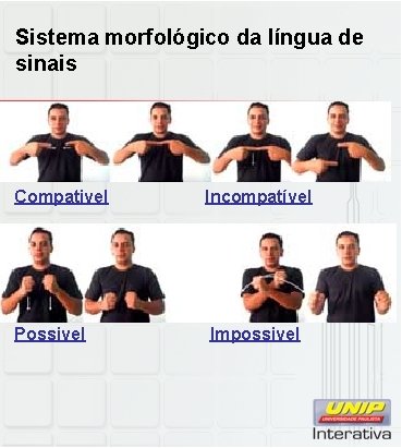 Sistema morfológico da língua de sinais Compativel Incompatível Possivel Impossivel 