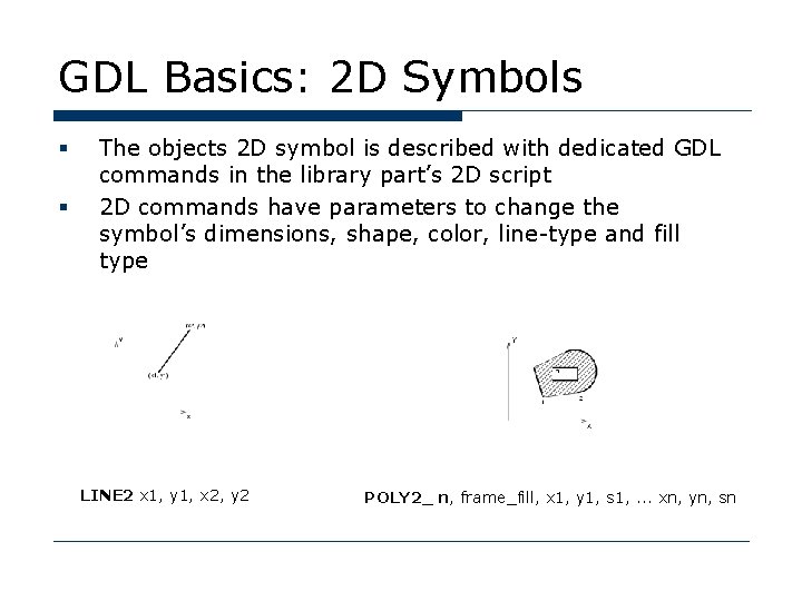 GDL Basics: 2 D Symbols § § The objects 2 D symbol is described