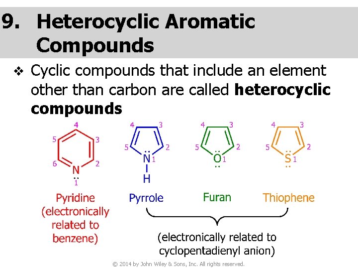 9. Heterocyclic Aromatic Compounds v Cyclic compounds that include an element other than carbon