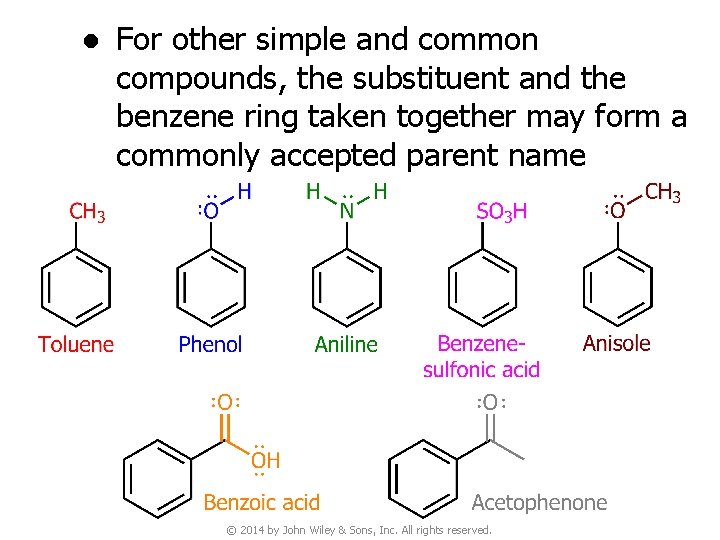 ● For other simple and common compounds, the substituent and the benzene ring taken