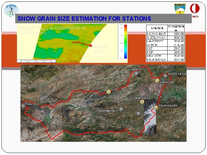 SNOW GRAIN SIZE ESTIMATION FOR STATIONS AMSR-E Tb 18. 7 V at 12/03/2006 23: