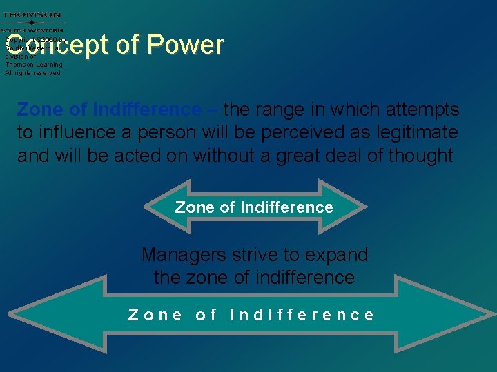 Concept of Power Copyright © 2006 by South-Western, a division of Thomson Learning. All