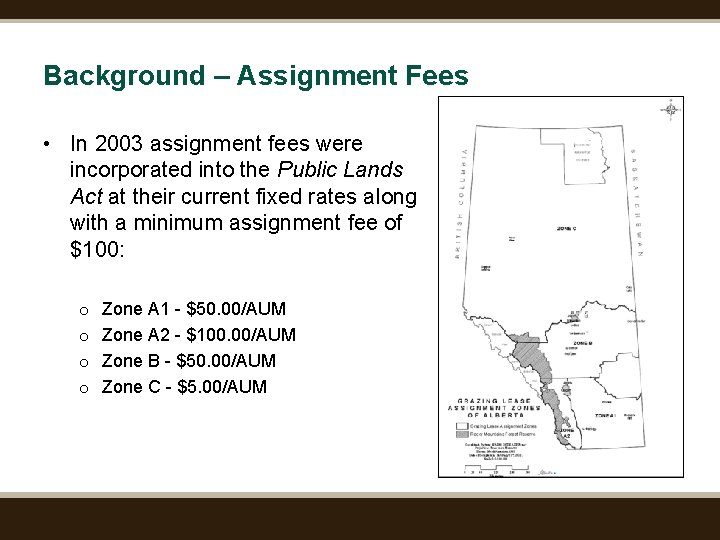 Background – Assignment Fees • In 2003 assignment fees were incorporated into the Public