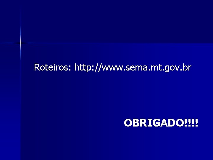 Roteiros: http: //www. sema. mt. gov. br OBRIGADO!!!! 