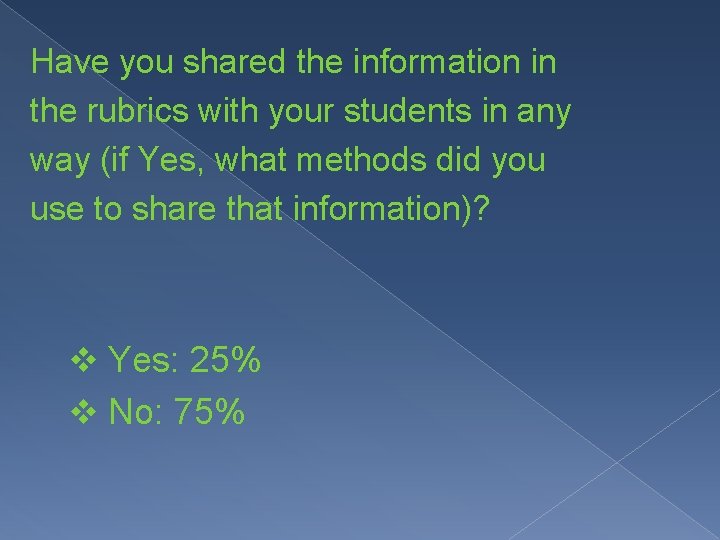 Have you shared the information in the rubrics with your students in any way